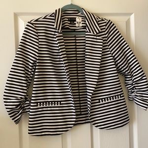 Black and White Striped Blazer